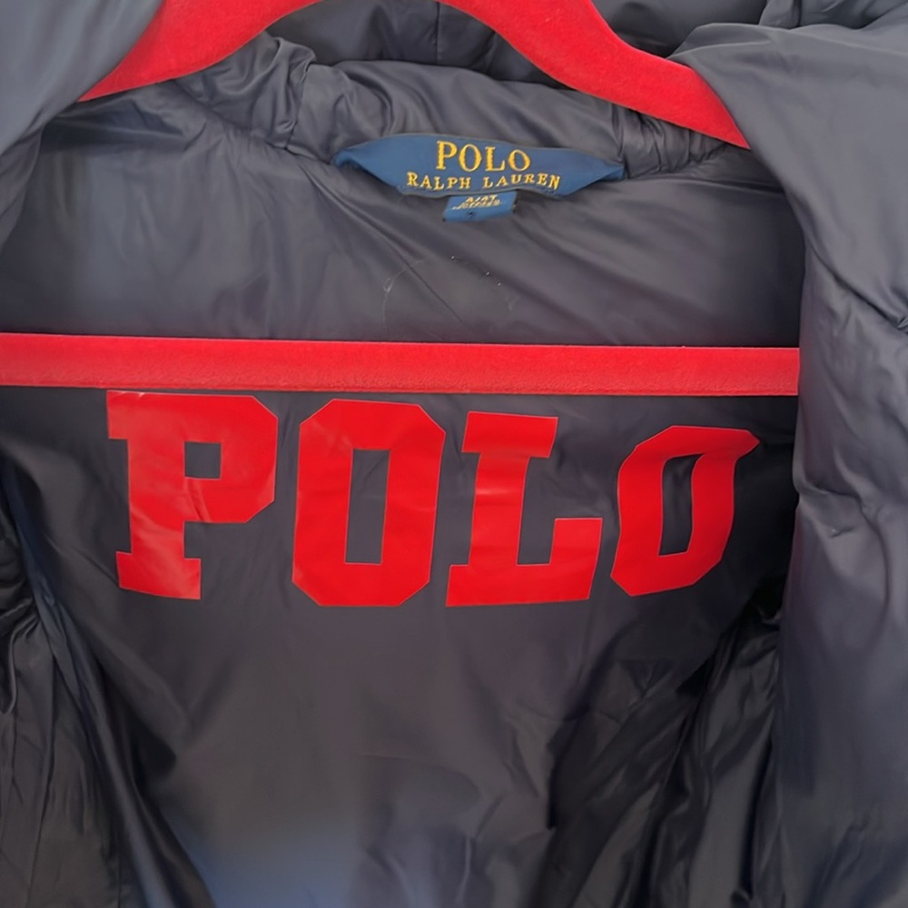 POLO RALPH LAUREN Navy Quilted Long Jacket with Hood. Size 4/4T - Picture 2 of 3